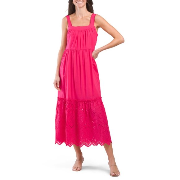 RAFAELLA Innuendo Tiered Eyelet Midi Dress - Picture 1 of 2